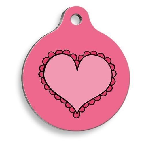 Pet Tag Art Fırfırlı Kalp Yuvarlak Kedi ve Köpek Künyesi