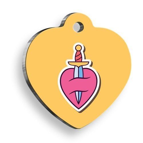 Pet Tag Art Oldschool Kalp Şekilli Kedi Köpek Künyesi