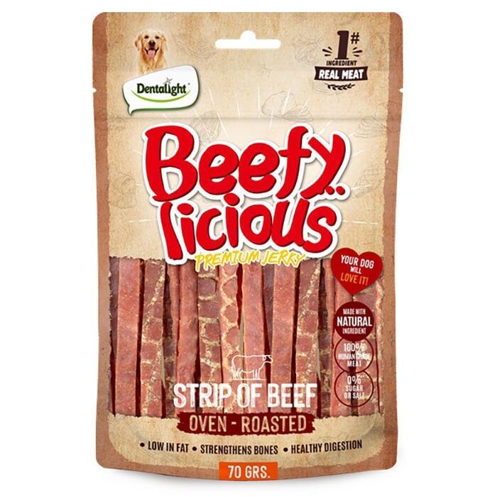 Dentalight Beffy Licious Kurutulmuş Sığırlı Şerit Köpek Maması 70gr