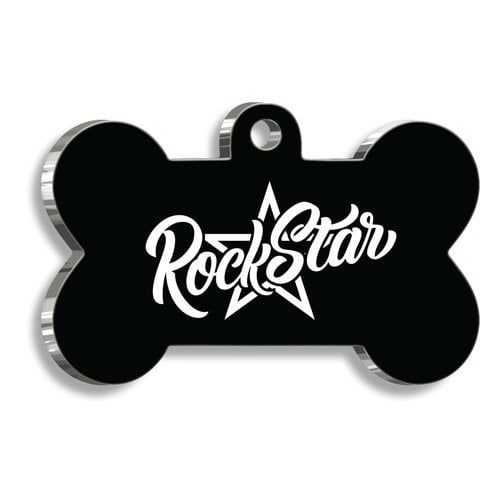 Pet Tag Art Rock Star Siyah Kemik Şekilli Köpek Künyesi