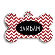 Pet Tag Art Kırmızı Zikzak Kemik Şekilli Köpek Künyesi