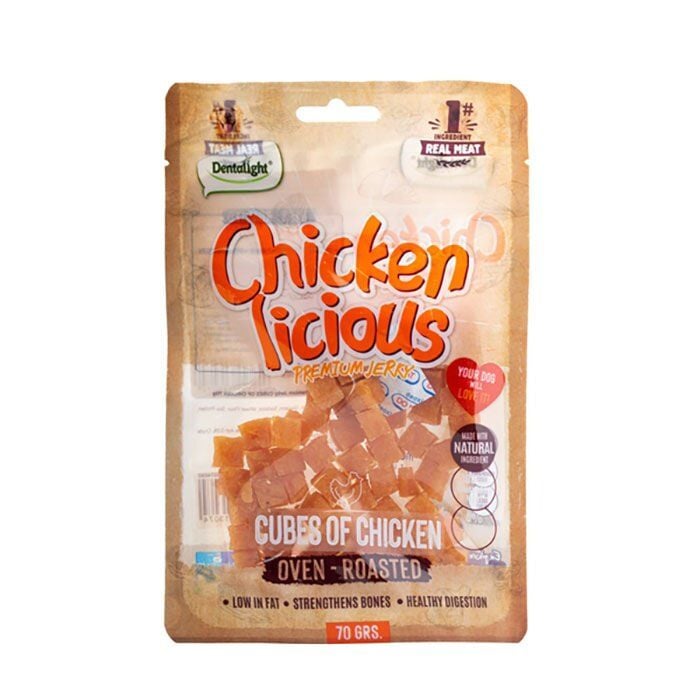 Dentalight Chicken Licious Kurutulmuş Tavuklu Küp Köpek Ödül Maması 70gr