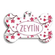 Pet Tag Art Kiraz Ağacı Kemik Şekilli Köpek Künyesi