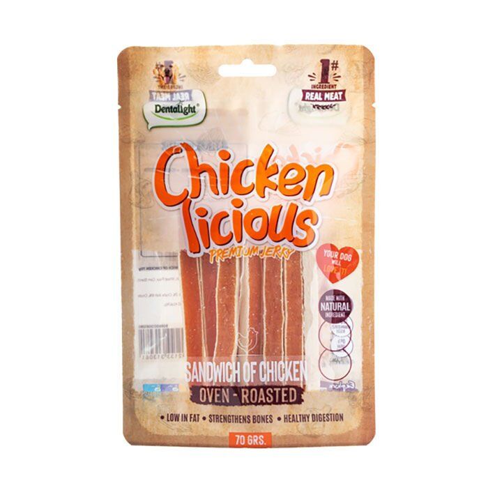 Dentalight Chicken Licious Kurutulmuş Tavuklu Sandviç Köpek Ödül Maması 70gr