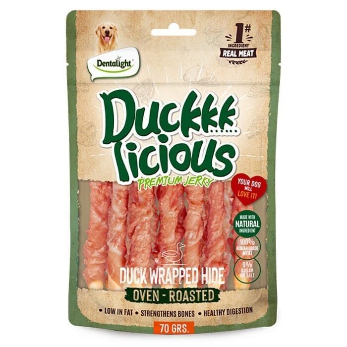 Dentalight Duckkk Licious Kurutulmuş Ördekli Deri Sarma Köpek Ödül Maması 70gr