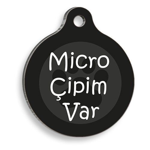 Pet Tag Art Mikro Çipim Var Yuvarlak Kedi ve Köpek Künyesi