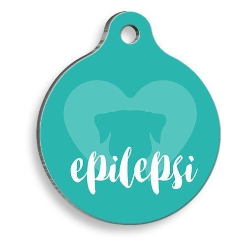 Pet Tag Art Epilepsi Köpek Mavi Yuvarlak Köpek Künyesi