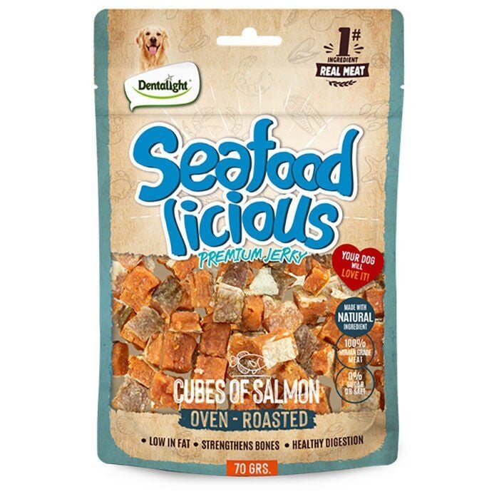 Dentalight Seafood Licious Kurutulmuş Somonlu Küp Köpek Ödül Maması 70gr