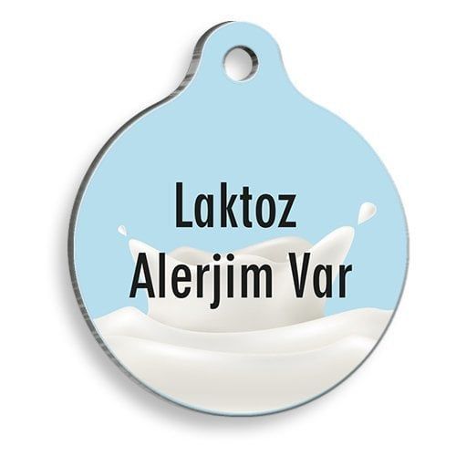 Pet Tag Art Laktoz Alerjim Var Yuvarlak Kedi ve Köpek Künyesi
