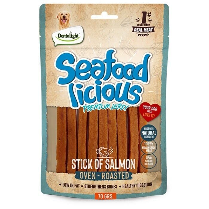 Dentalight Seafood Licious Kurutulmuş Somonlu Stick Köpek Ödül Maması 70gr