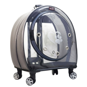 Migno Jumbo Model Tekerlekli Kedi Köpek Taşıma Çantası Fileli Gri 53 x 33 x 53 cm