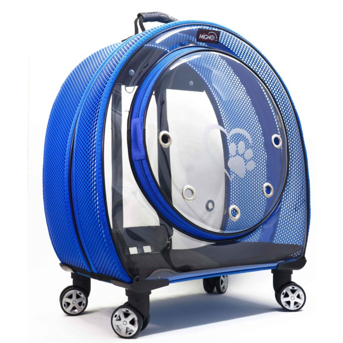Migno Jumbo Tekerlekli Kedi Köpek Taşıma Çantası Fileli Mavi 53 x 33 x 53 cm