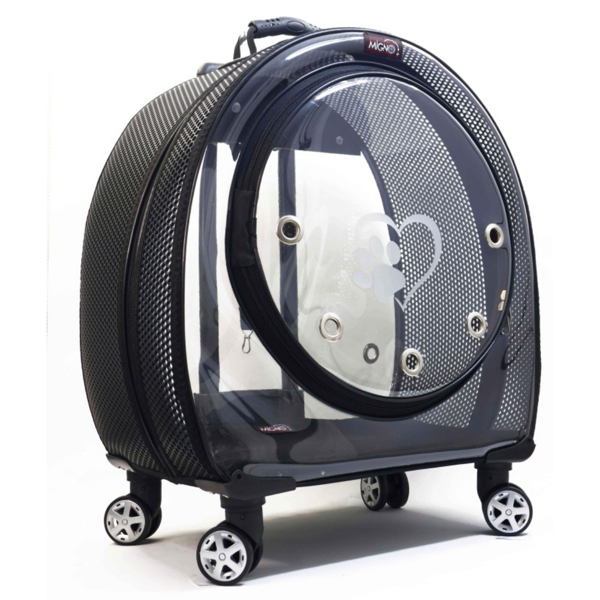 Migno Jumbo Tekerlekli Kedi Köpek Taşıma Çantası Fileli Siyah 53 x 33 x 53 cm