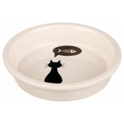 Trixie Desenli Seramik Kedi Mama ve Su Kabı Beyaz 13 Cm 250 Ml