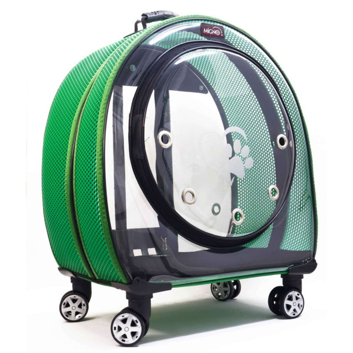 Migno Jumbo Model Tekerlekli Kedi Köpek Taşıma Çantası Fileli Yeşil 53 x 33 x 53 cm