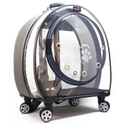 Migno Jumbo Tekerlekli Kedi Köpek Taşıma Çantası Şeffaf Fileli Gri 53 x 33 x 53 cm