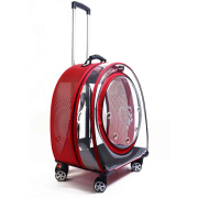 Migno Jumbo Tekerlekli Kedi Köpek Taşıma Çantası Şeffaf Fileli Kırmızı 53 x 33 x 53 cm