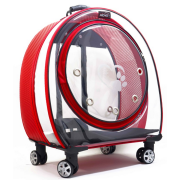 Migno Jumbo Tekerlekli Kedi Köpek Taşıma Çantası Şeffaf Fileli Kırmızı 53 x 33 x 53 cm