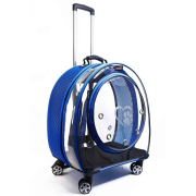 Migno Jumbo Tekerlekli Kedi Köpek Taşıma Çantası Şeffaf Fileli Mavi 53 x 33 x 53 cm