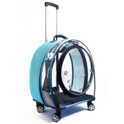 Migno Jumbo Tekerlekli Kedi Köpek Taşıma Çantası Şeffaf Fileli Turkuaz 53 x 33 x 53 cm