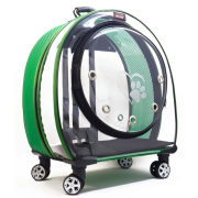 Migno Jumbo Tekerlekli Kedi Köpek Taşıma Çantası Şeffaf Fileli Yeşil 53 x 33 x 53 cm