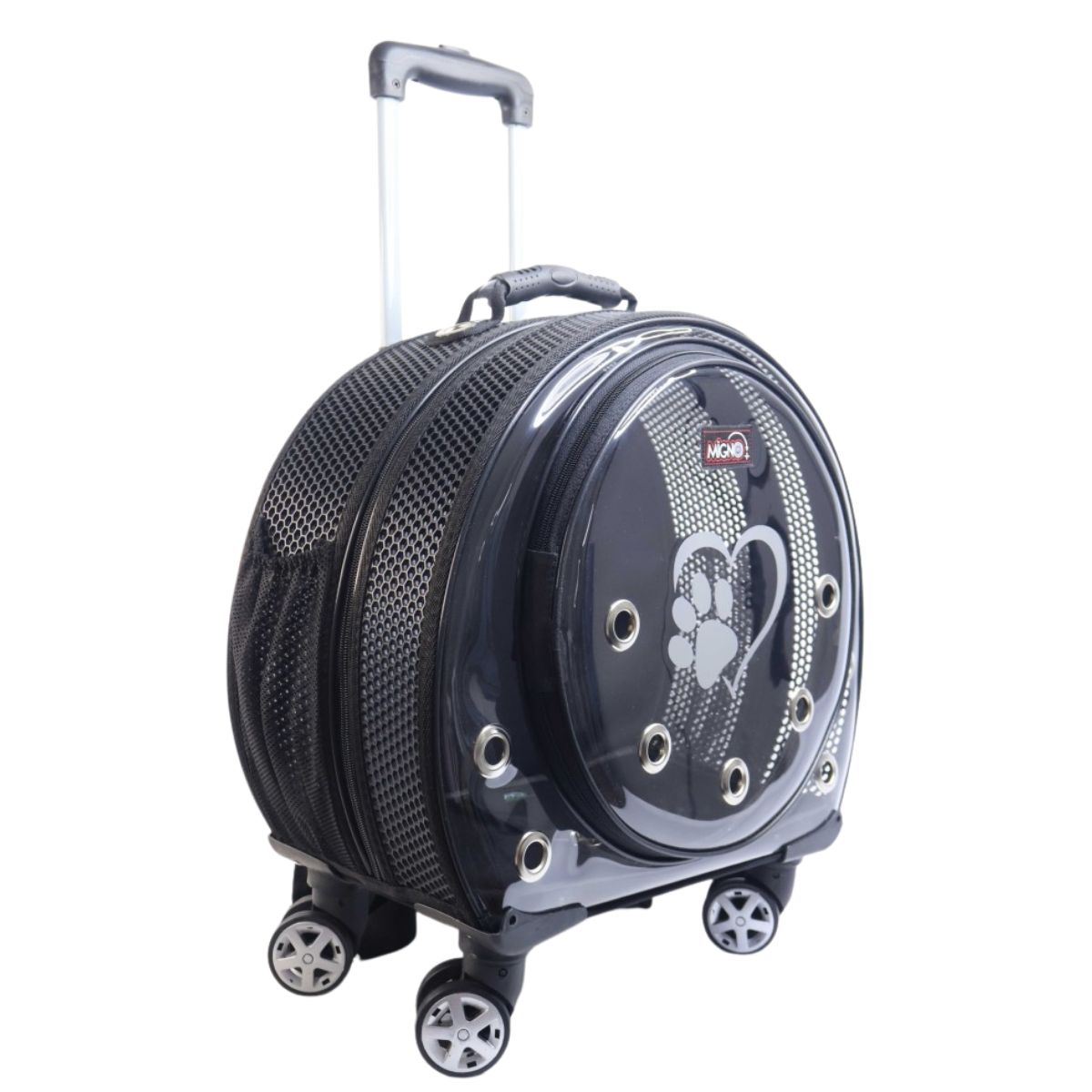 Migno Space Tekerlekli Kedi Köpek Taşıma Çantası Fileli Siyah 48 x 22 x 48 cm