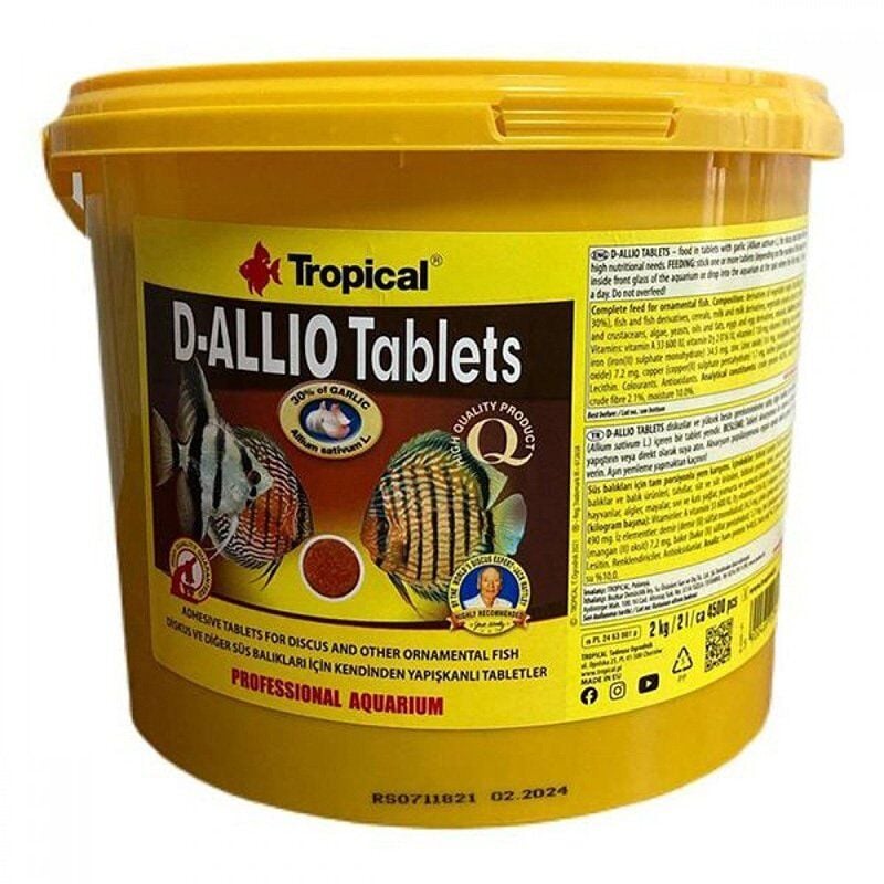Tropical D-Allio Tablets Sarımsaklı Tablet Balık Yemi 2 Kg 4500 Adet