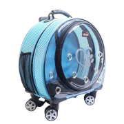 Migno Space Tekerlekli Kedi Köpek Taşıma Çantası Fileli Turkuaz 48 x 22 x 48 cm