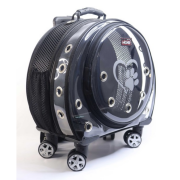 Migno Space Tekerlekli Kedi Köpek Taşıma Çantası Şeffaf Fileli Siyah 48 x 22 x 48 cm