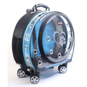 Migno Space Tekerlekli Kedi Köpek Taşıma Çantası Şeffaf Fileli Turkuaz 48 x 22 x 48 cm