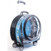 Migno Space Tekerlekli Kedi Köpek Taşıma Çantası Şeffaf Fileli Turkuaz 48 x 22 x 48 cm