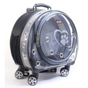 Migno Space Tekerlekli Kedi Köpek Taşıma Çantası Şeffaf Fileli Gri 48 x 22 x 48 cm