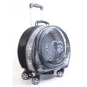 Migno Space Tekerlekli Kedi Köpek Taşıma Çantası Şeffaf Fileli Gri 48 x 22 x 48 cm