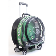 Migno Space Tekerlekli Kedi Köpek Taşıma Çantası Şeffaf Fileli Yeşil 48 x 22 x 48 cm