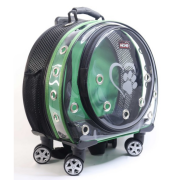 Migno Space Tekerlekli Kedi Köpek Taşıma Çantası Şeffaf Fileli Yeşil 48 x 22 x 48 cm