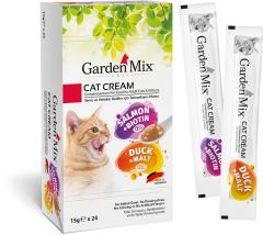 Garden Mix Kedi Krema Ödül Somonlu Ördekli 15 gr x 24 adet Mega Paket