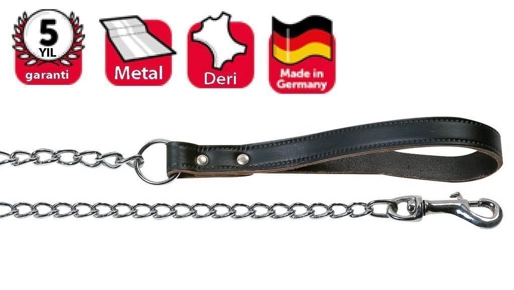 Karlie Siyah Deri Saplı Zincir Uzatma 100 Cm - 4 Mm