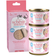 Schesir Baby Mousse Fillets Tavuklu Somonlu Ciğerli Yavru Kedi Konservesi 3 x 55gr