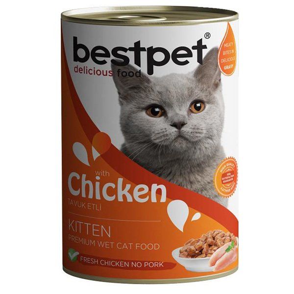 Bestpet Jöle İçinde Parça Etli Tavuklu Konserve Yavru Kedi Maması 400 gr