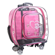 Migno Prestige Şeffaf Kedi Köpek Büyük Taşıma Çantası - Pembe 46 x 22 x 46 cm
