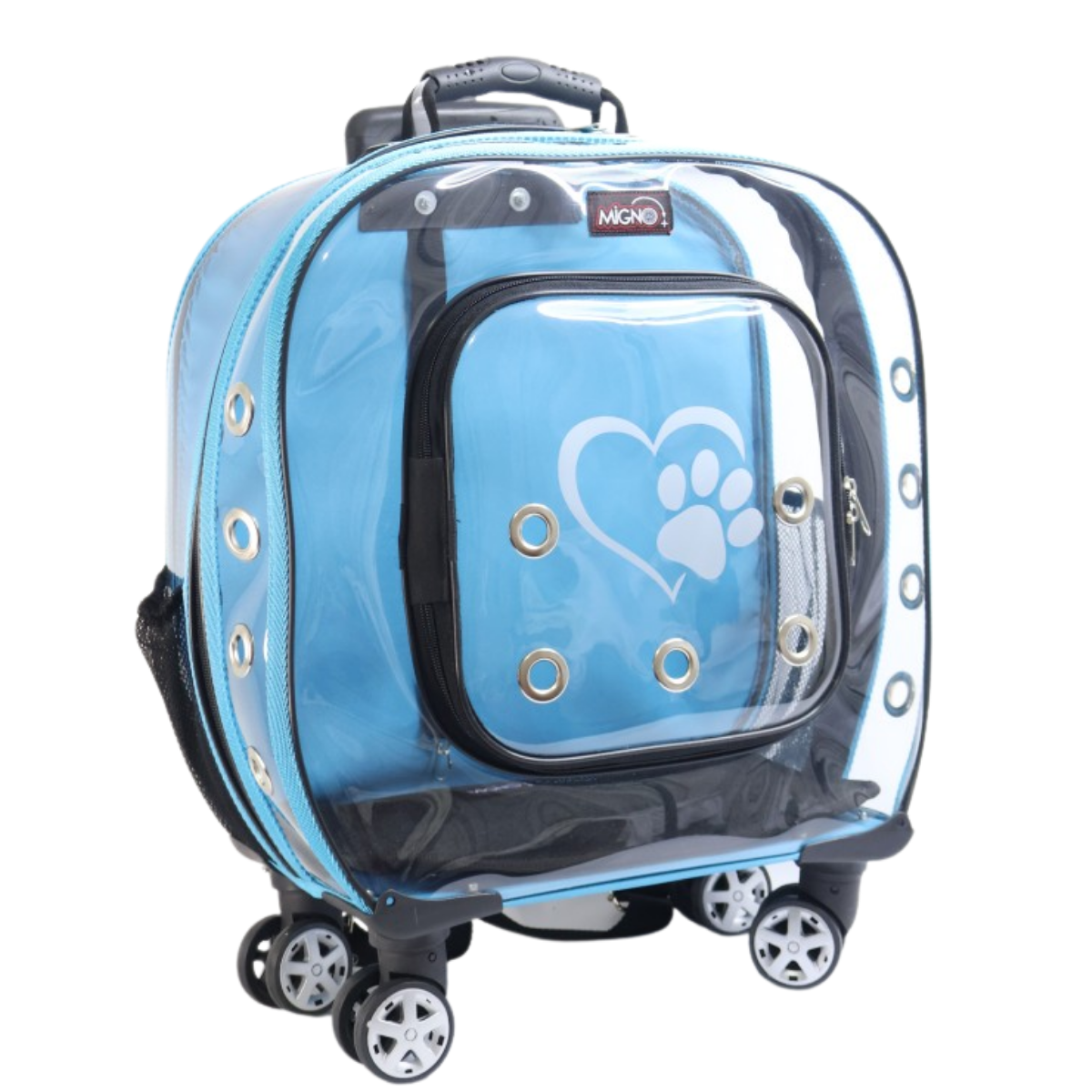 Migno Prestige Şeffaf Kedi Köpek Büyük Taşıma Çantası - Turkuaz 46 x 22 x 46 cm