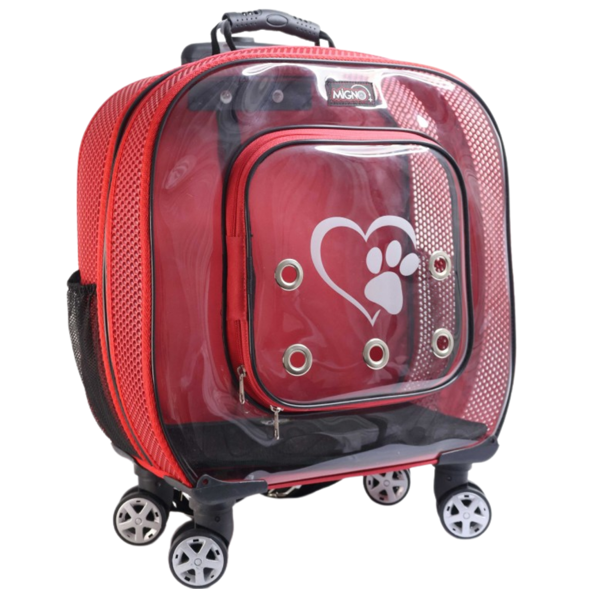 Migno Prestige Fileli Kedi Köpek Büyük Taşıma Çantası - Kırmızı 46 x 22 x 46 cm