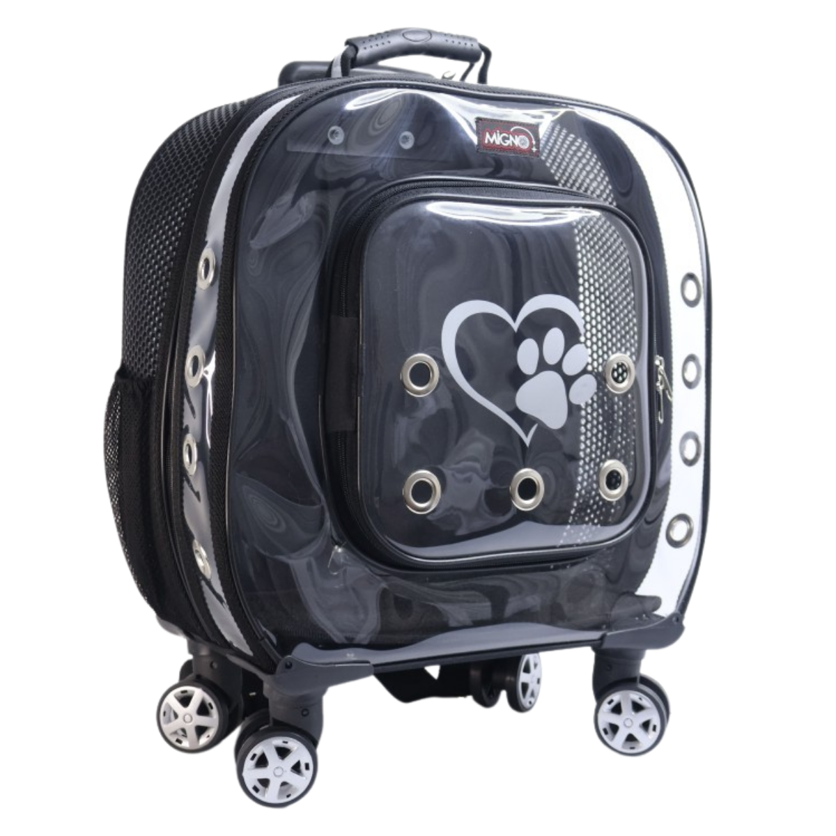 Migno Prestige Fileli Şeffaf Kedi Köpek Büyük Taşıma Çantası - Siyah 46 x 22 x 46 cm