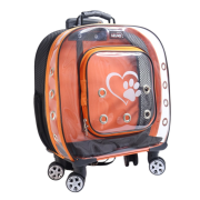 Migno Prestige Fileli Şeffaf Kedi Köpek Büyük Taşıma Çantası - Turuncu 46 x 22 x 46 cm