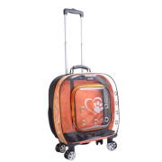 Migno Prestige Fileli Şeffaf Kedi Köpek Büyük Taşıma Çantası - Turuncu 46 x 22 x 46 cm