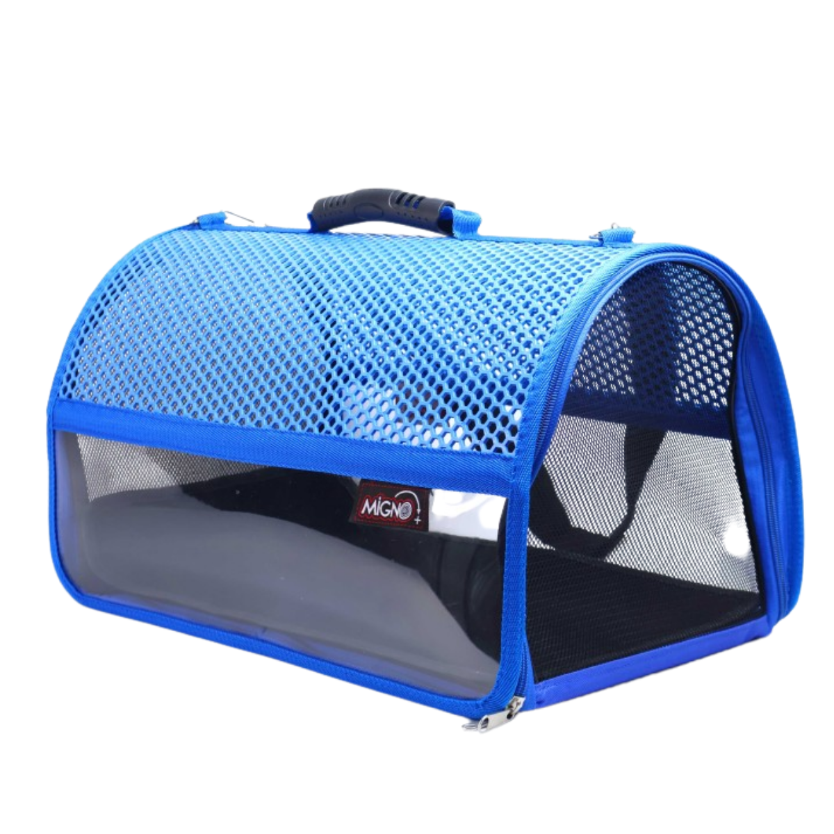 Migno Flybag Voyager Şeffaf Fileli Kedi Köpek Taşıma Çantası - Mavi 46 x 30 x 27 cm