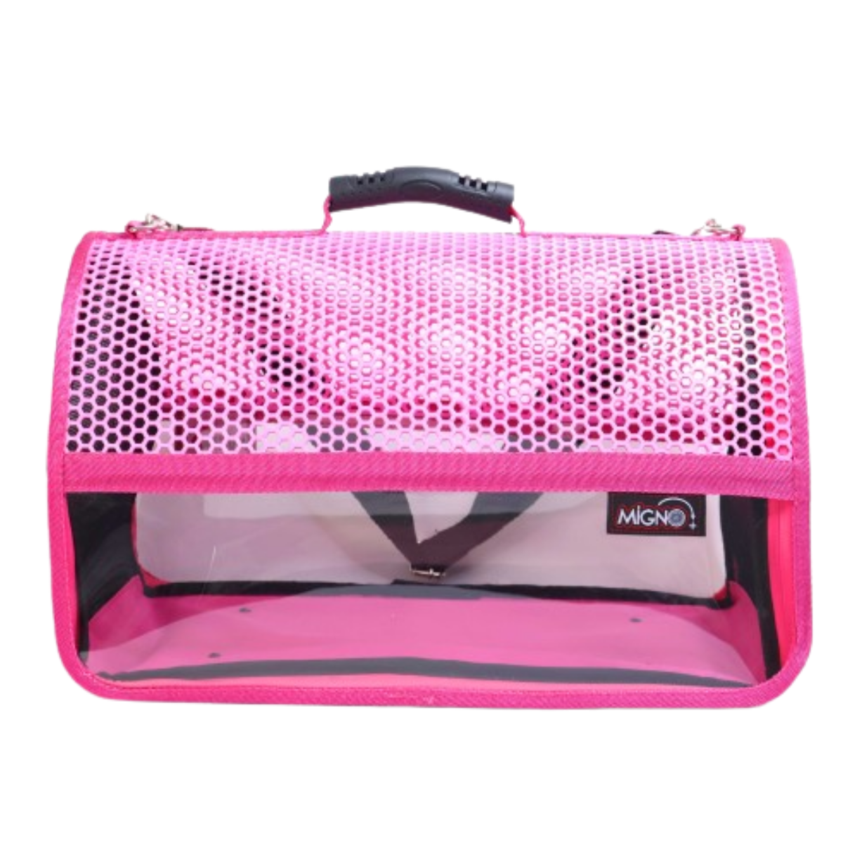 Migno Flybag Voyager Şeffaf Fileli Kedi Köpek Taşıma Çantası - Pembe 46 x 30 x 27 cm