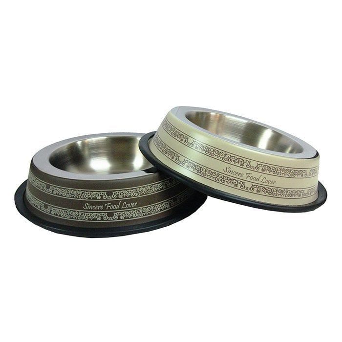Oripet İşleme Desenli Köpek Mama ve Su Kabı 64 Oz