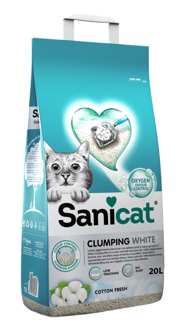 Sanicat Clumping White Koton Ferahlığı Kedi Kumu 20 litre