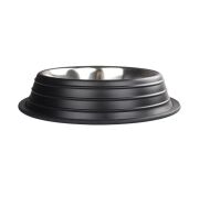 Oripet Kabartma Çizgili Siyah Çelik Mama Kabı 24 Oz - 17cm